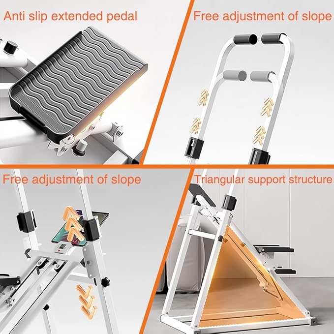 Foldable Stair Stepper Machine with Handles - Adjustable Stepper for Home Cardio, Low Impact Workout Equipment for Legs, Glutes & Weight Loss - Compact Stepping Machine, Easy Assembly