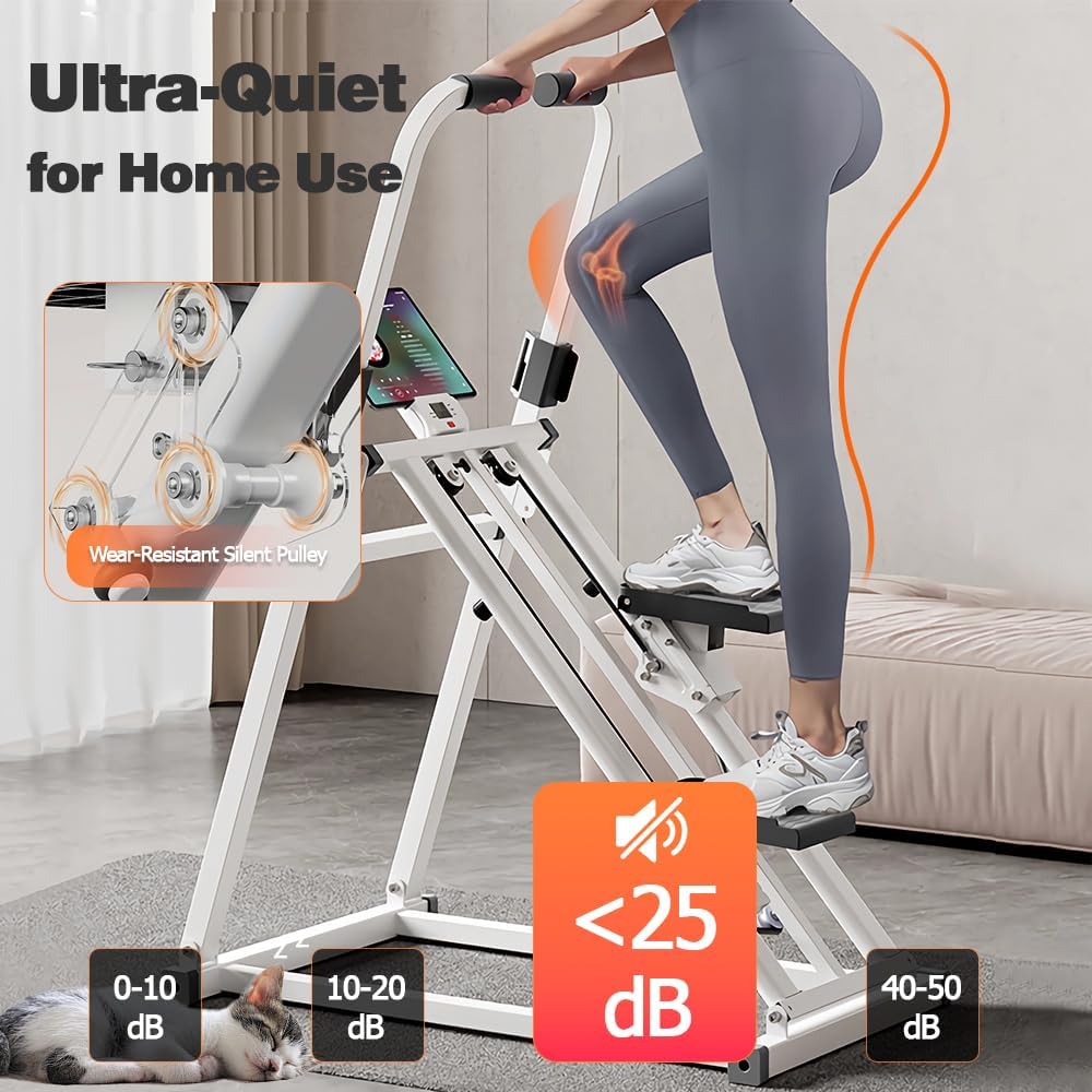 Foldable Stair Stepper Machine with Handles - Adjustable Stepper for Home Cardio, Low Impact Workout Equipment for Legs, Glutes & Weight Loss - Compact Stepping Machine, Easy Assembly