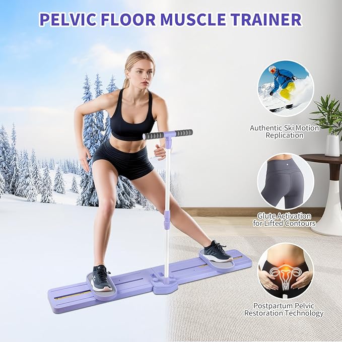 Foldable Ski Machine Exercise Equipment, Simulated Ski Trainer, Home Leg Pelvic Floor Muscle Workout, Women's Portable Leg-Toning Trainer for Fitness